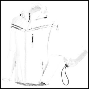 Waterproof Packable Rain Jacket Reflective Windbreaker Detachable Hood